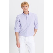 Altınyıldız Classics Tailored Slim Fit Dar Kesim Düğmeli Yaka Gofre Desenli Gömlek
