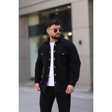 L-KOM Erkek Kot Gömlek Rahat Kalıp, Çift Cepli, Düğmeli Denim Gömlek