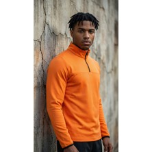CLAW UP WORK SCUBA HALF ZIP SWEAT | BRUNT ORANGE (Slim Fit Yarım Fermuarlı Scuba Sweatshirt)