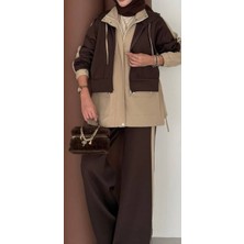 Cardella Kadın Premium Skuba Kumaş Ikili Takım | Kapşonlu Trenç Detaylı Üst & Pantolon