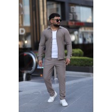 L-KOM Çizgili Slim Fit 2li Takım (Gömlek & Pantolon) - Pamuklu Rahat Takım Elbise
