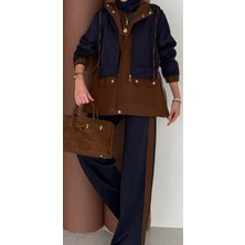 Cardella Kadın Premium Skuba Kumaş Ikili Takım | Kapşonlu Trenç Detaylı Üst & Pantolon