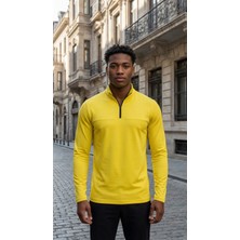 CLAW UP WORK SCUBA HALF ZIP SWEAT | MUSTARD YELLOW  (Slim Fit Yarım Fermuarlı Scuba Sweatshirt)