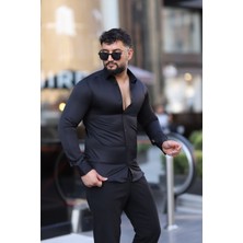 L-KOM Erkek Slim Fit Saten Dokulu Gömlek