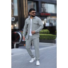 L-KOM Çift Cepli 2'li Takım Pamuklu Rahat Gömlek & Pantolon Takımı