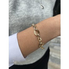 Tep's Jewellery Hallow Çift Renkli Gümüş Büyük Zincir Bileklik