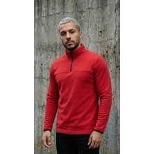 CLAW UP WORK SCUBA HALF ZIP SWEAT | DEEP RED  (Slim Fit Yarım Fermuarlı Scuba Sweatshirt)