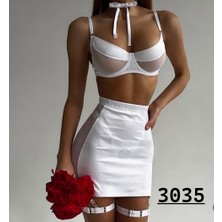 Orıella Beyaz Yüksek Bel Mini Fantezi Gecelik