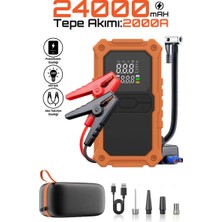 Enshall 24.000MAH Şarjlı Powerbank Özellikli Çantalı 2000A Tepe Akımlı Akü Takviyeli Oto Hava Kompresör