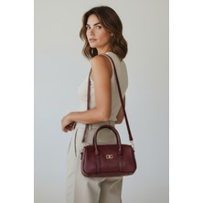 Class Bag Kadın Bordo Çift Şeritli Minimal Günlük El & Omuz Çantası