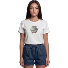 Color Luxe ''japanese Scenery'' Japon Manzaralı Sanatsal Baskılı %100 Pamuk Rahat Kesim Premium Kadın Tişört