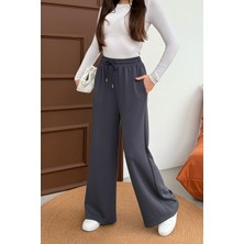 Mezka  Yüksek Bel Cepli Rahat Form Modal Touch Geniş Paça Kadın Eşofman Alt