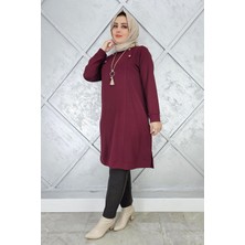 Pys Giyim Kadın Kolye ve Düğme Detaylı Tesettür Tunik