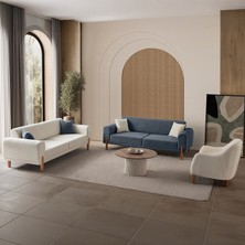 Eymense Mocha Plus Sırt Mekanizmalı Koltuk Takımı 3+3+1 Mavi