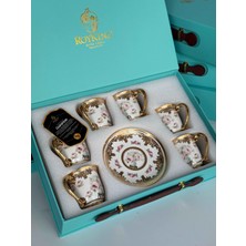 Rossev Türk Kahve Fincanı 24K Helana Rosaline 6 Kişilik 12 Parça