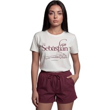 Color Luxe ''san Sebastián'' La Concha Beach Temalı Baskılı %100 Pamuk Rahat Kesim Premium Kadın Tişört