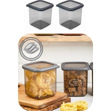 Eynel 2 Adet 800 ml Gri Kare Saklama Kabı Silikon Kapak Hava Geçirmez Kuru Baklagil Kahve Bakliyat Makarna Kutu