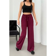 Mezka  Yüksek Bel Cepli Rahat Form Modal Touch Geniş Paça Kadın Eşofman Alt