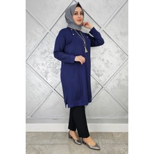 Pys Giyim Kadın Kolye ve Düğme Detaylı Tesettür Tunik