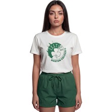 Color Luxe ''boston Celtics'' Temalı Baskılı %100 Pamuk Rahat Kesim Premium Kadın Tişört