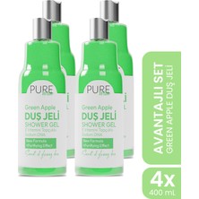 Pure With E Vitamin Topçuklu Yeşil Elma Özlü Arındırıcı Duş Jeli – 4X400 ml