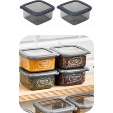 Eynel 2 Adet 400 ml Gri Kare Saklama Kabı Silikon Kapak Hava Geçirmez Kuru Baklagil Bakliyat Makarna Kutu