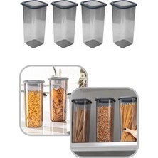 Eynel 1600 ml Şeffaf Kare Saklama Kabı Silikon Kapak Hava Geçirmez Kuru Baklagil Kahve Bakliyat Kutusu