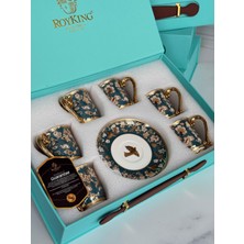 Rossev Türk Kahve Fincanı 24K Helana Yeşil 6 Kişilik 12 Parça