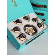 Rossev Türk Kahve Fincanı 24K Feronia Lacivert 6 Kişilik 12 Parça