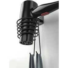 Duffa Fön Makinesi Askısı Saç Kurutma Makinesi Tutacağı, 2'li Havlu Kancalı Siyah Renk (Yapışkan Bantlı)