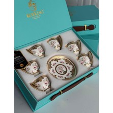 Rossev Türk Kahve Fincanı 24K Feronia Rosaline 6 Kişilik 12 Parça