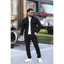 L-KOM Çift Cepli 2'li Takım Pamuklu Rahat Gömlek & Pantolon Takımı