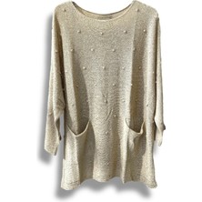 Merserize Triko Kadın Oversize Tunik - 38-52 Beden Uyumlu Standart Beden