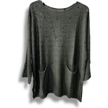 Merserize Triko Kadın Oversize Tunik - 38-52 Beden Uyumlu Standart Beden