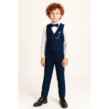 Ahengim Erkek Çocuk Modern Kesim Papyonlu Yelekli 3’ Lü Set Takım Elbise AK5350