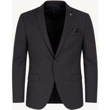 Plus Scorpion  Erkek Siyah Blazer Ceket – Italyan Kesim, Tek Düğmeli, Tek Yırtmaçlı Şık Klasik Model