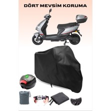 Breen Siyah Arka Çanta Uyumlu Mondial E-Mon Rigby Uyumlu Elektrikli Motosiklet Brandası, 4 Mevsim Koruma