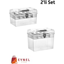 Eynel 2'li Set Ayarlanabilir Bölmeli Çok Amaçlı Kutu Hobi Makyaj Takı Organizeri Saklama Organizer Kutusu