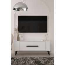 Demonte Decor TV1336DD RETRO-128 Tv Sehpası Beyaz-Siyah