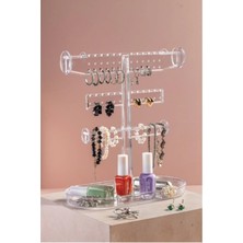 Eynel 3 Katlı Dikey Takı Standı Makyaj Organizeri Şeffaf Şık Takı Asıcı