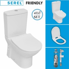 Serel Friendly Duvara Sıfır Klozet + Rezervuar + Iç Takım + Blaze Slim Yavaş Kapanan Kapak 4'lü Set