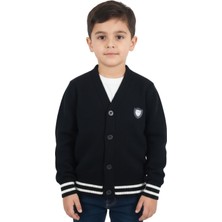 New Kids Lacivert Düğme Detaylı %100 Pamuk Erkek Çocuk Triko Hırka Düz Desenli Günlük Kullanım İçin