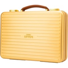 Lubinski Dayanıklı Alüminyum Sedirli Seyahat Puro Sunum Kutusu Humidor 20S Gold