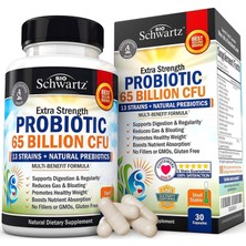 Bioschwartz Probiotic 65 Billion Probiotics With Prebiotic For Women & Men - Lactobacillus Acidophilus Digestive Health 30 Caps