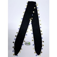 Asya Pazarlama Karadeniz Siyah Nazar Boncuklu ve Liralı Keşan, Siyah Fular, Şal, Atkı, Saç Bandı, Bandana