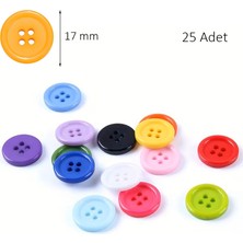 Limmy Yuvarlak Renkli Düğme Rengarenk Düğme 1,7 cm - 25 Adet