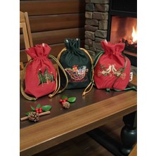 Pirene Arts “holiday Harmony Set – Nakışlı 3’lü Kumaş Kese Seti