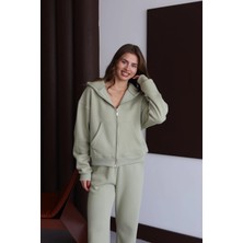 3 Iplik Şardonlu Kapşonlu Hoodie Frm Mint P510437