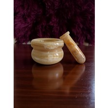 Onyx Doğal Desenli Yekpare Mermer Oyma Havan Düz Model