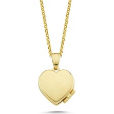 Zeya Kuyumculuk 14 Ayar Altın Kalpli Madalyon Kolye